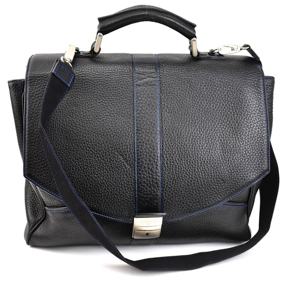 LOCMAN: Black Elk Leather Executive Laptop Bag mo